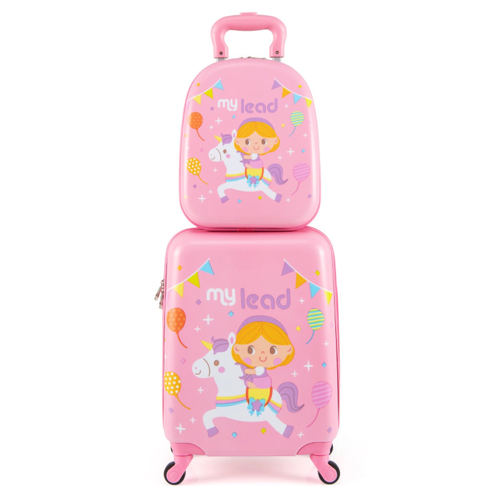 SUGIFT Kids 2-Piece Spinner Wheels Carry-On Suitcase Backpack Luggage Set 14-in x 8-in x 18-in Ages 3+ Pink
