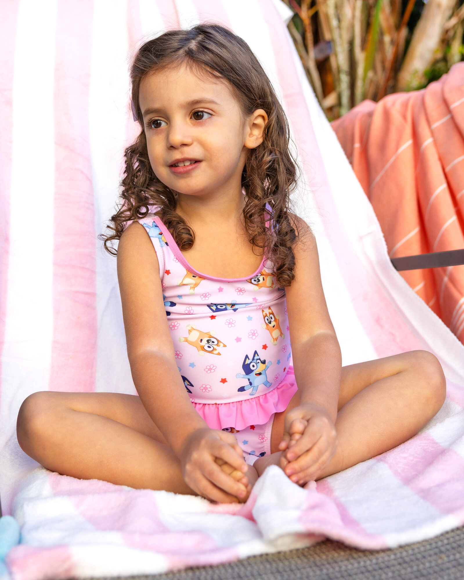 Bluey Girls' Swimwear 2-Piece Tankini and Bottoms Set