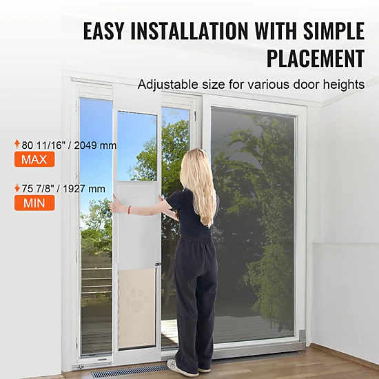 HONGGE Sliding Glass Dog Door for Large Dogs, 13.6x23.6 Inch Flap, Aluminum Frame, Tempered Glass Window, Lock