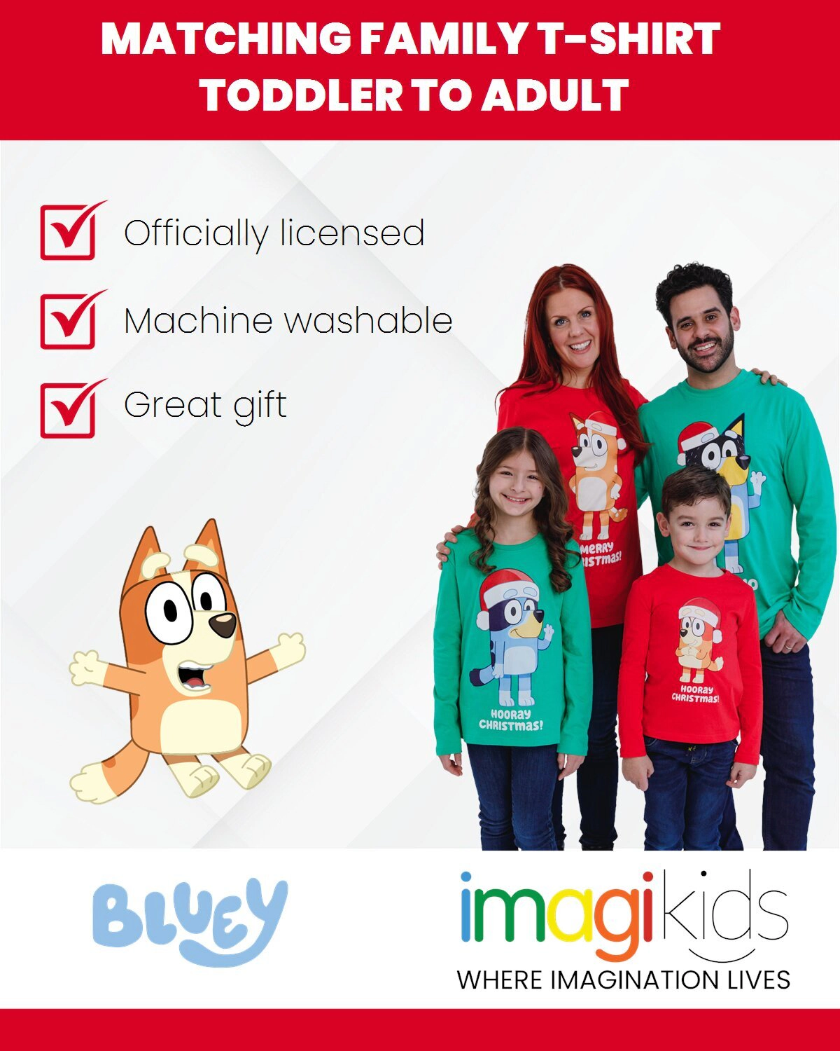 Bluey Matching Family Christmas Long Sleeve Tee
