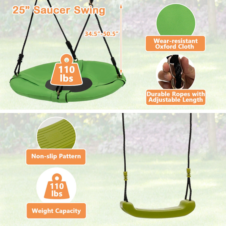 Hivvago 7-In-1 Stable A-Shaped Outdoor Swing Set For Backyard
