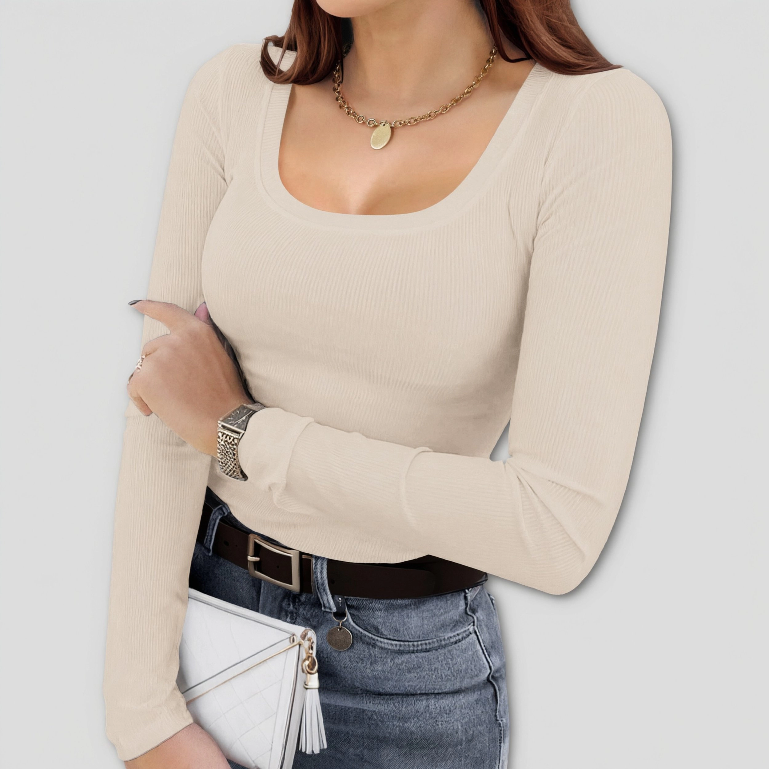 Zeagoo Women Ribbed Scoop Neck Crop Top