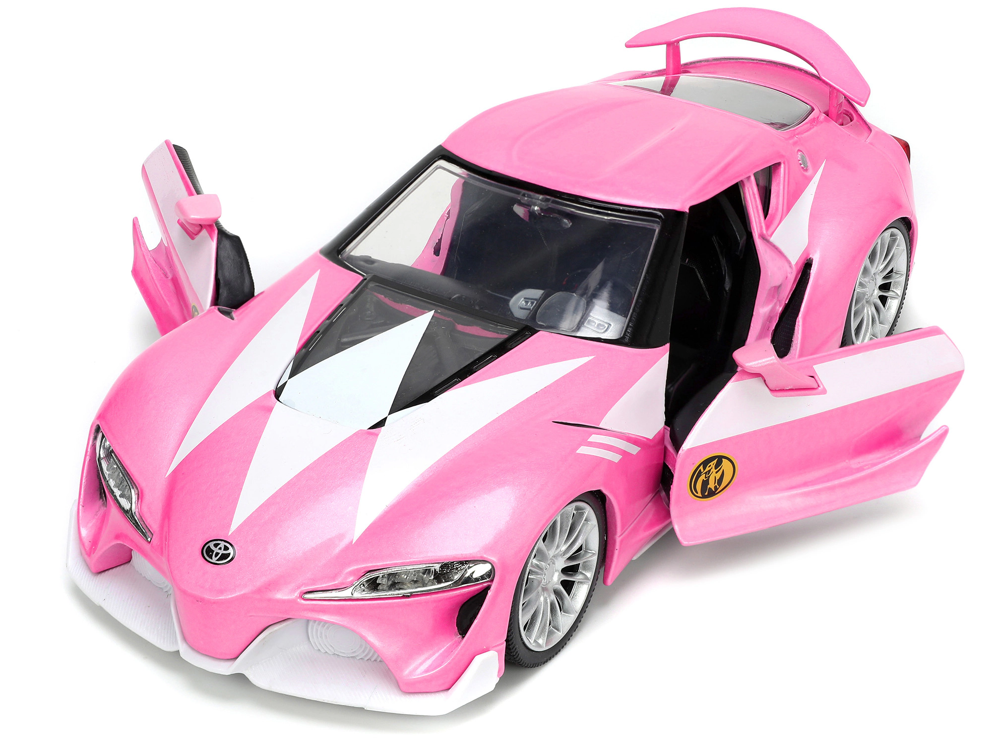 Jada Toyota FT-1 Concept Pink Metallic and Pink Ranger Diecast Figurine "Power Rangers" "Hollywood Rides"