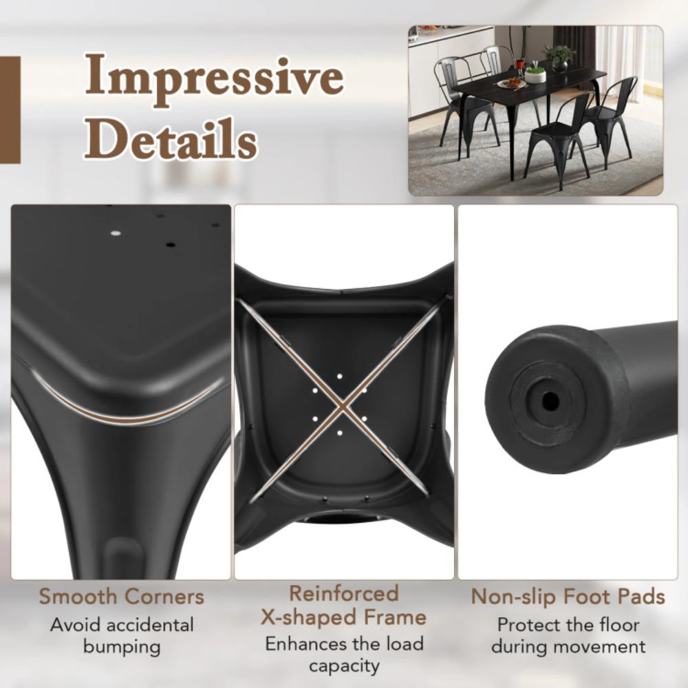 Hivvago Metal Chair Pack of Four with Optional Backrest Design for Versatile Seating
