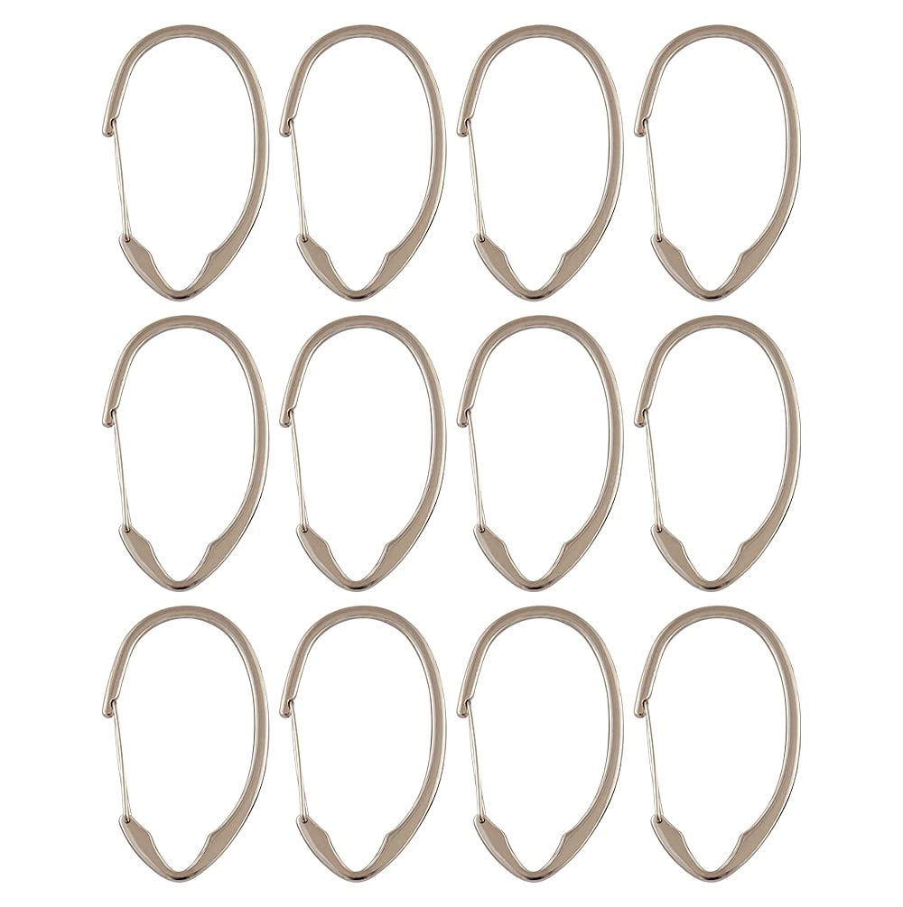 Utopia Alley Rust-Proof Zinc Shower Curtain Hooks with Clasp Closure for Bathroom & Curtains etc - Set of 12