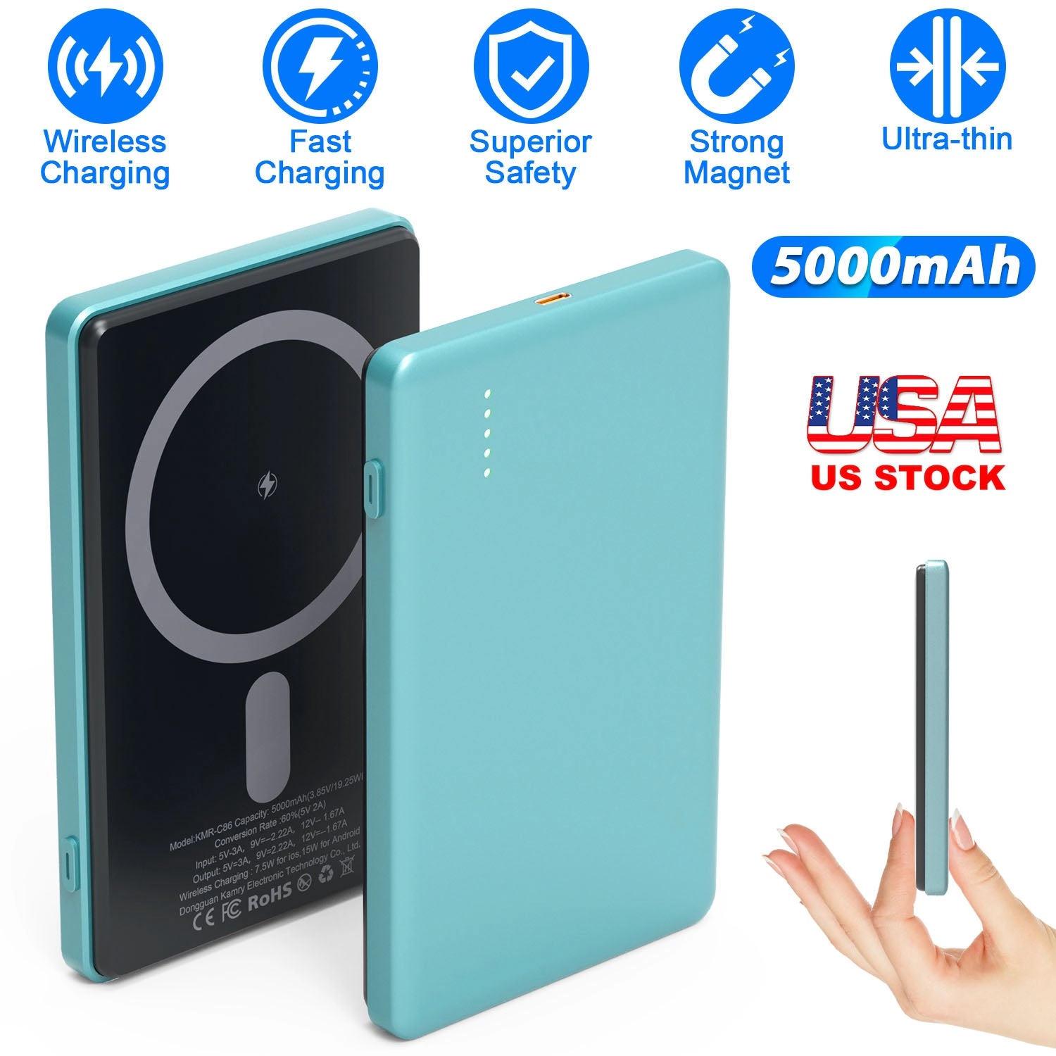 GBruno 2-in-1 Slim MagSafe Wireless Power Bank