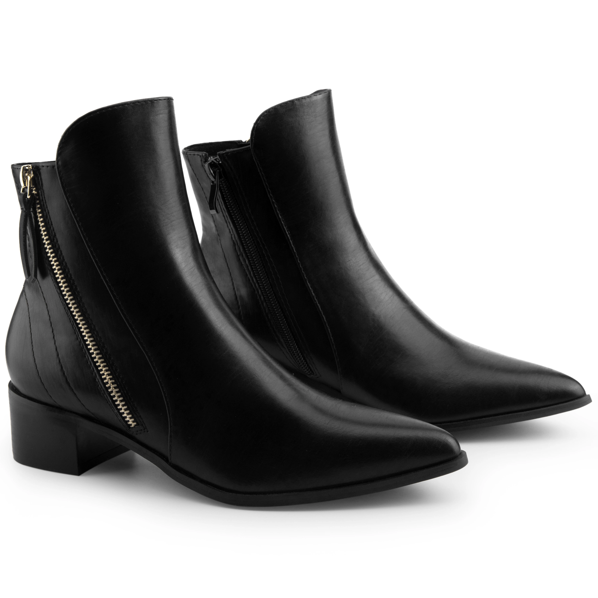 BLISSFUL STEP Women's Pointy Toe Classic Flat Heel Ankle Booties