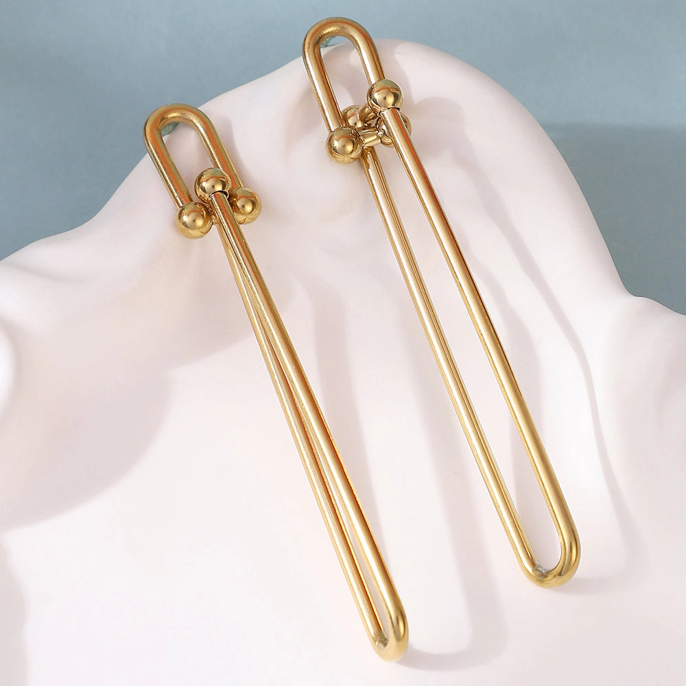SOHI Women's The Paperclip Drop Earrings - California Gold