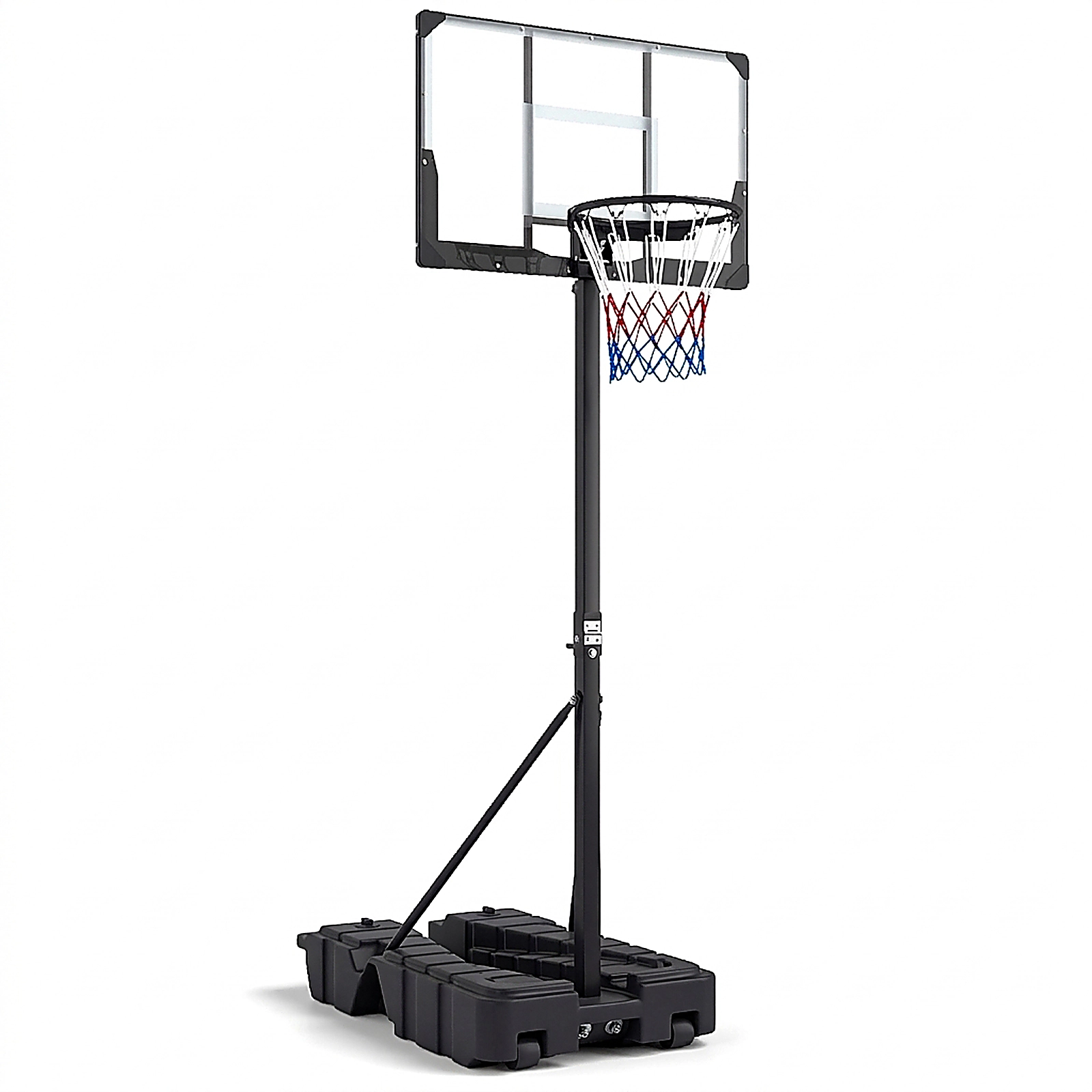 SUGIFT Black Foldable Basketball Hoop with Stepless Rotating Handle and PC Backboard 7.54-ft to 10-ft H 18-in Rim