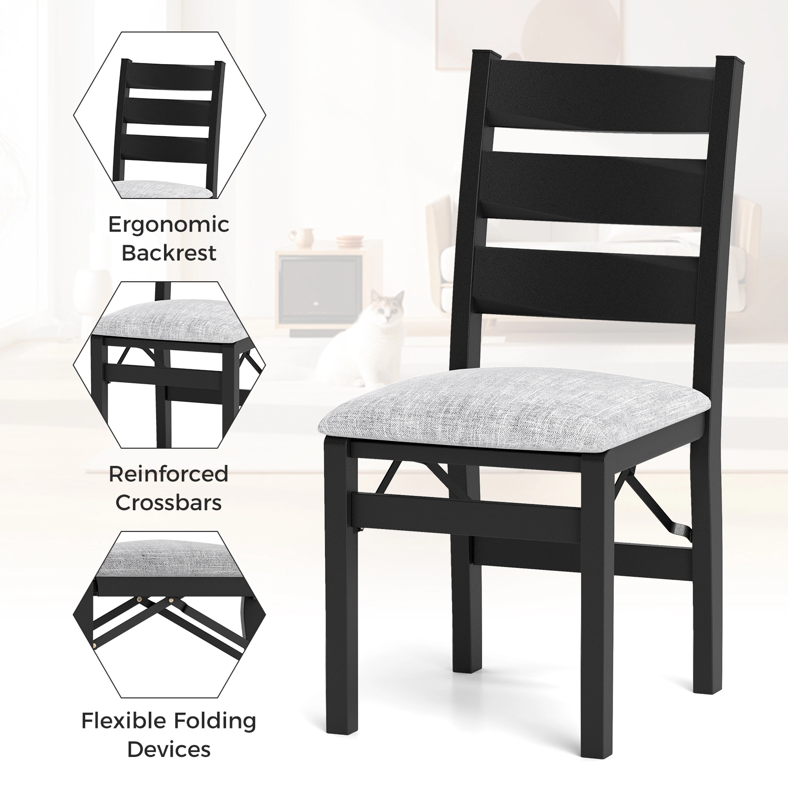 Hivvago Comfortable Upholstered Folding Chairs