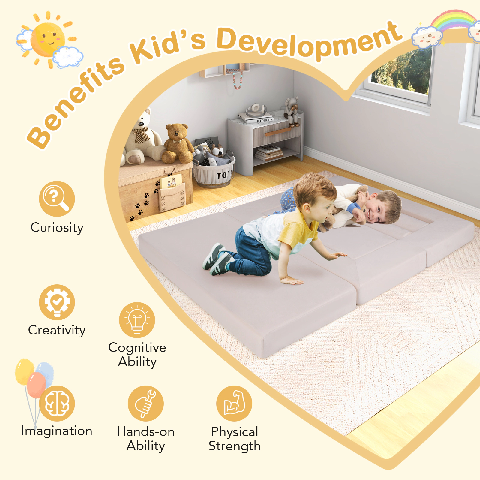 Hivvago 9-Piece Foam Climb and Crawl Playset