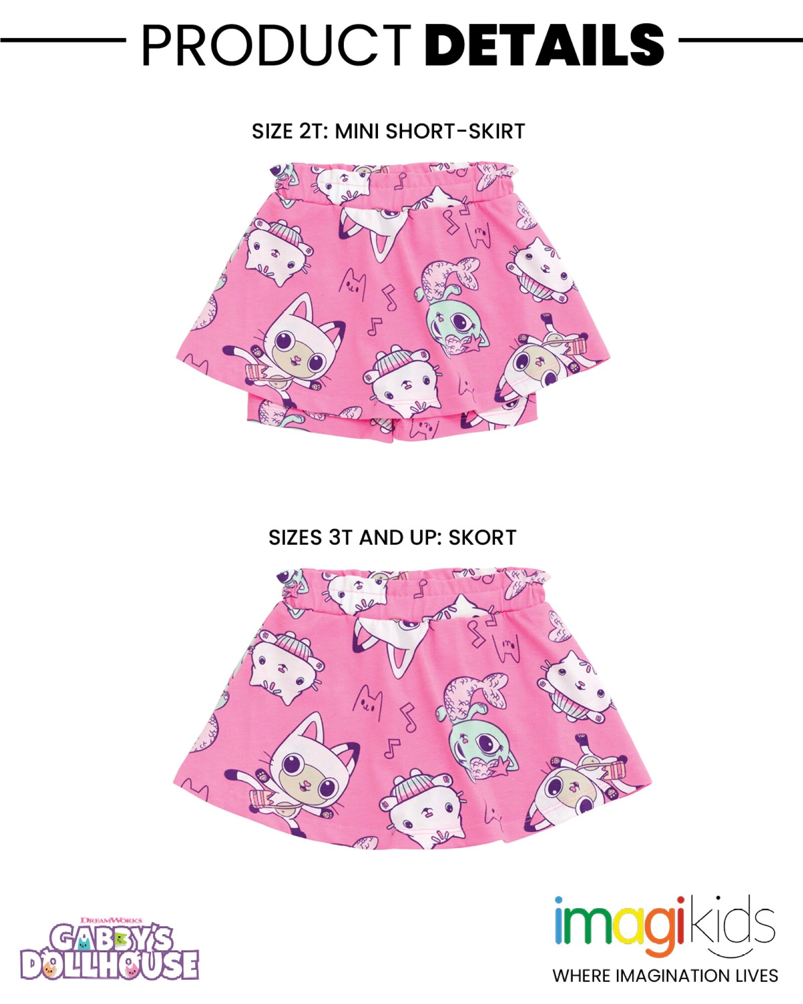 Dreamworks Gabby's Dollhouse Girls' 2-Piece Skort Set