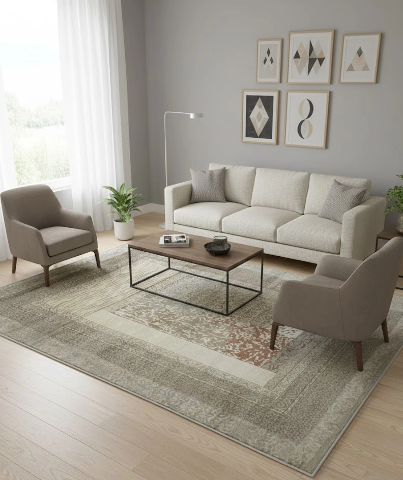 Magic Rugs 8'0 X 10'0 Hand Knotted Tan Wool & Bamboo Modern Rug