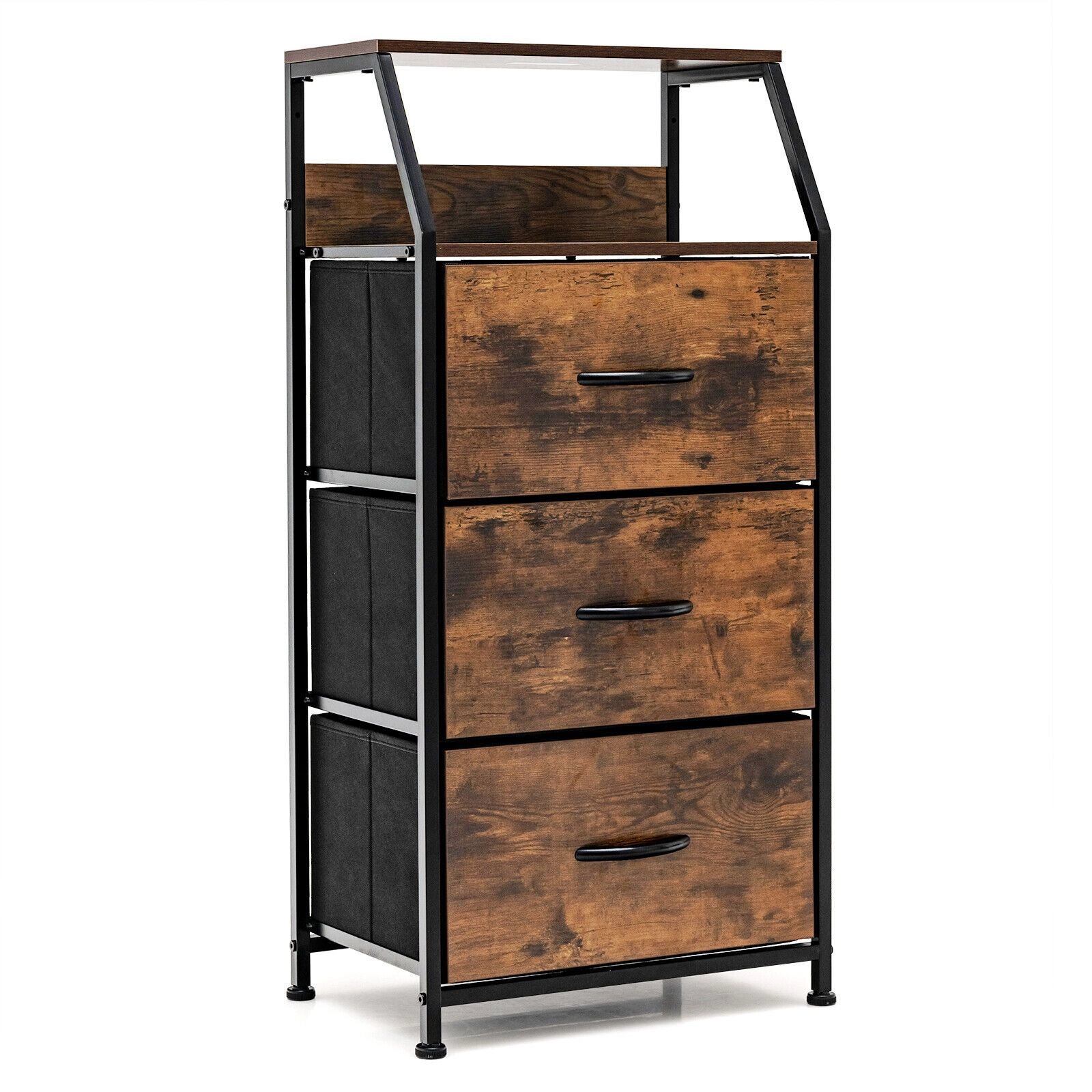 SlickBlue Fabric Drawer Dresser with Metal Frame Storage Cabinet