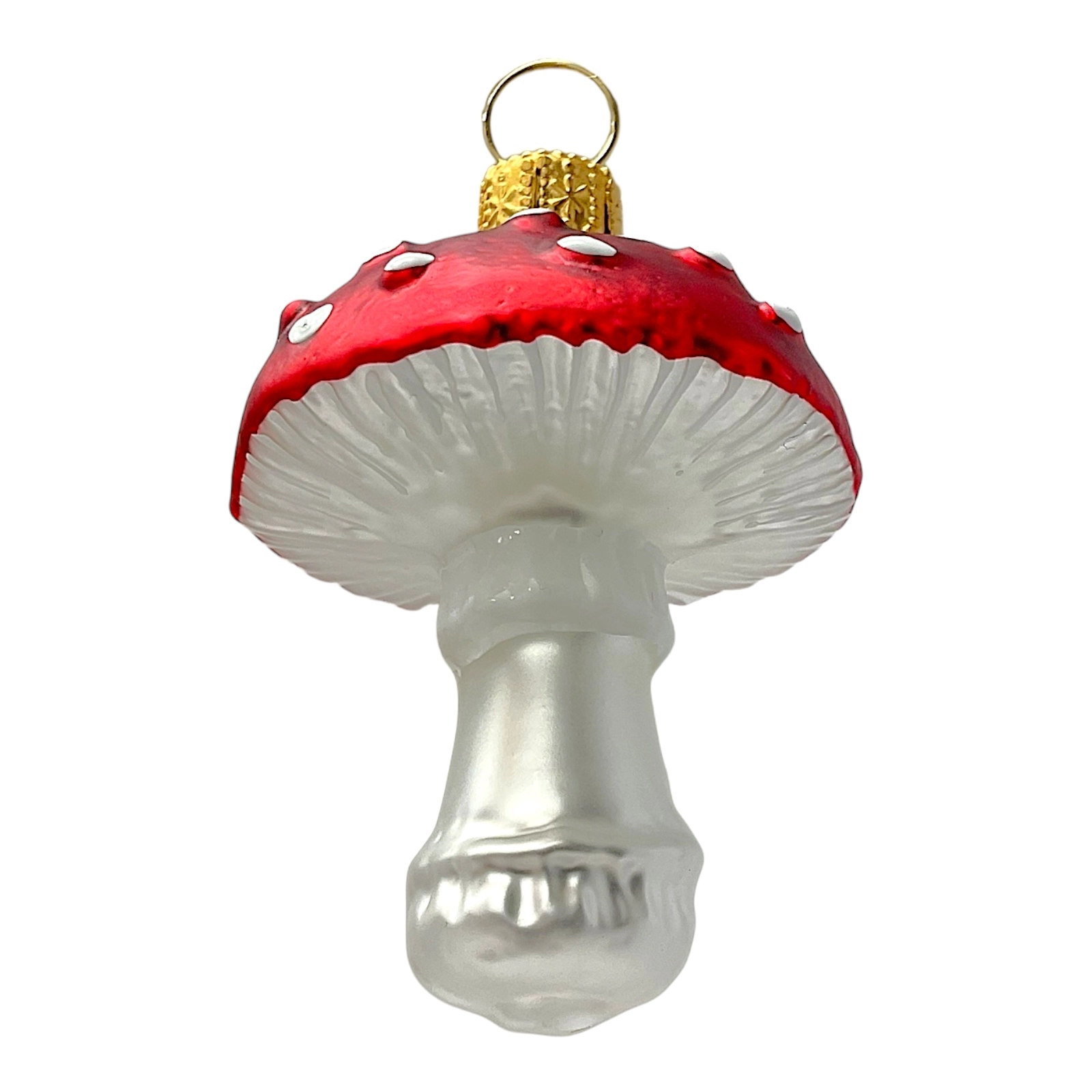 Pinnacle Peak Trading Company Red Toadstool Mushrooms Polish Glass Christmas Ornament Set of 2 Decorations