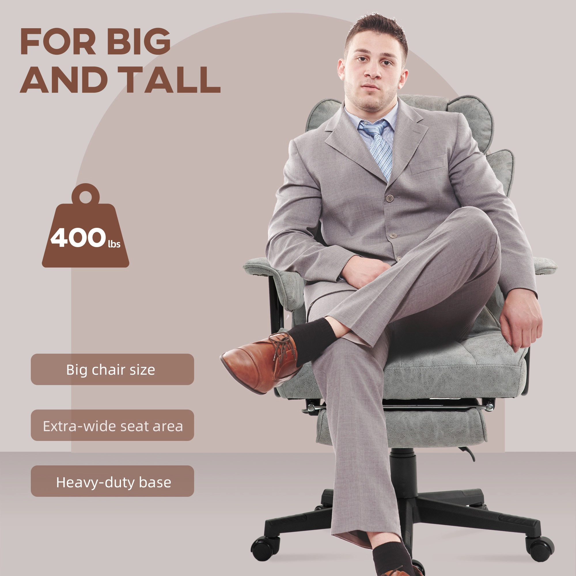 HONGGE Big and Tall Massage Office Chair with Footrest, Lumbar Support and Reclining Function