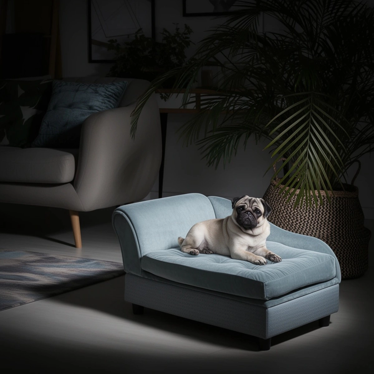212 Main PawHut Luxury Fancy Dog Bed for Small Dogs with Hidden Storage, Gray