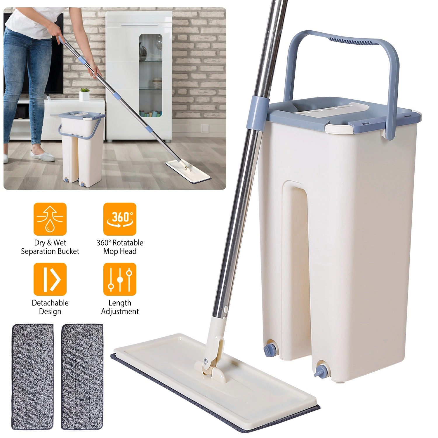 GBruno Self-Cleaning Flat Mop And Bucket Set
