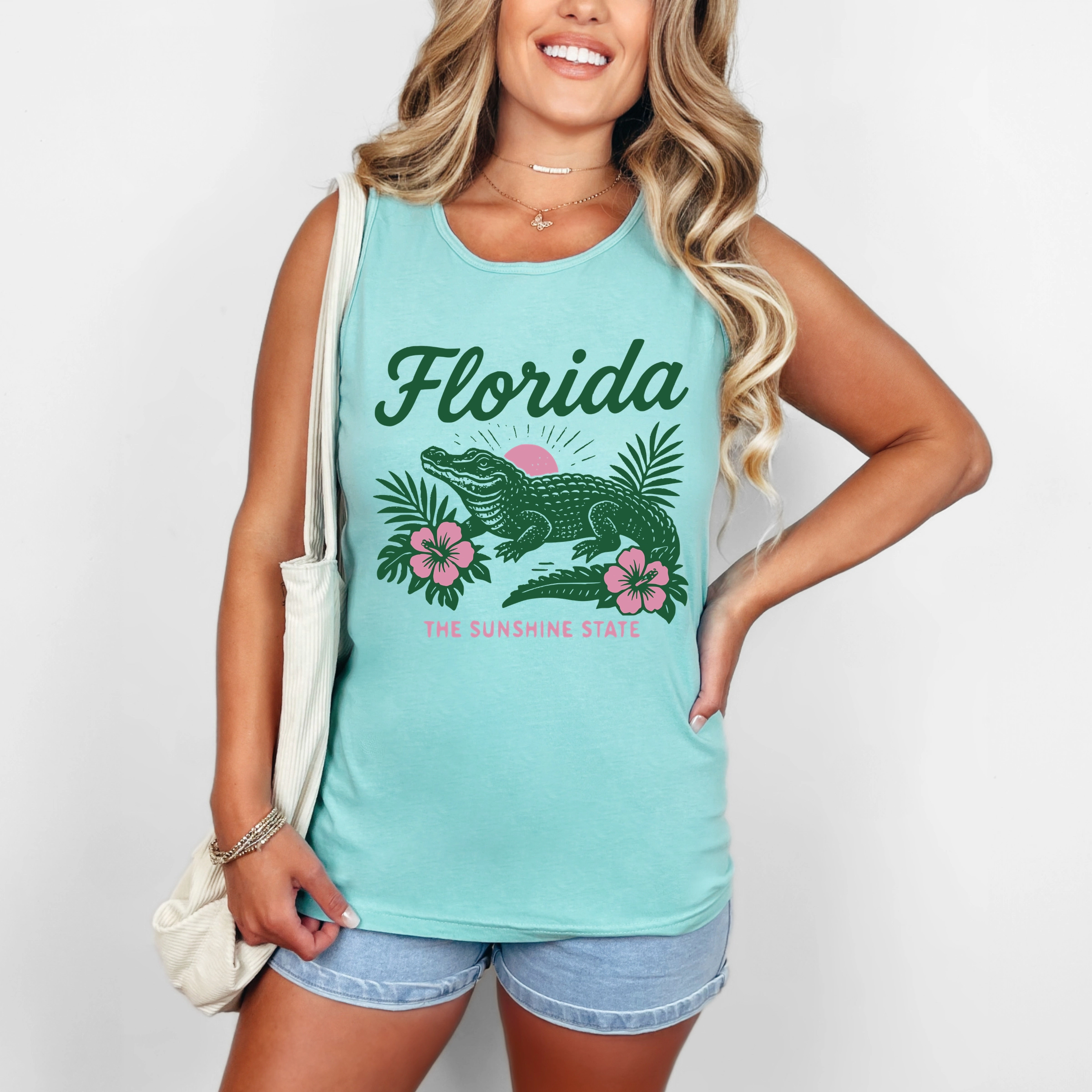 Simply Sage Market - Florida Alligator Women's Garment Dyed Graphic Tank Top