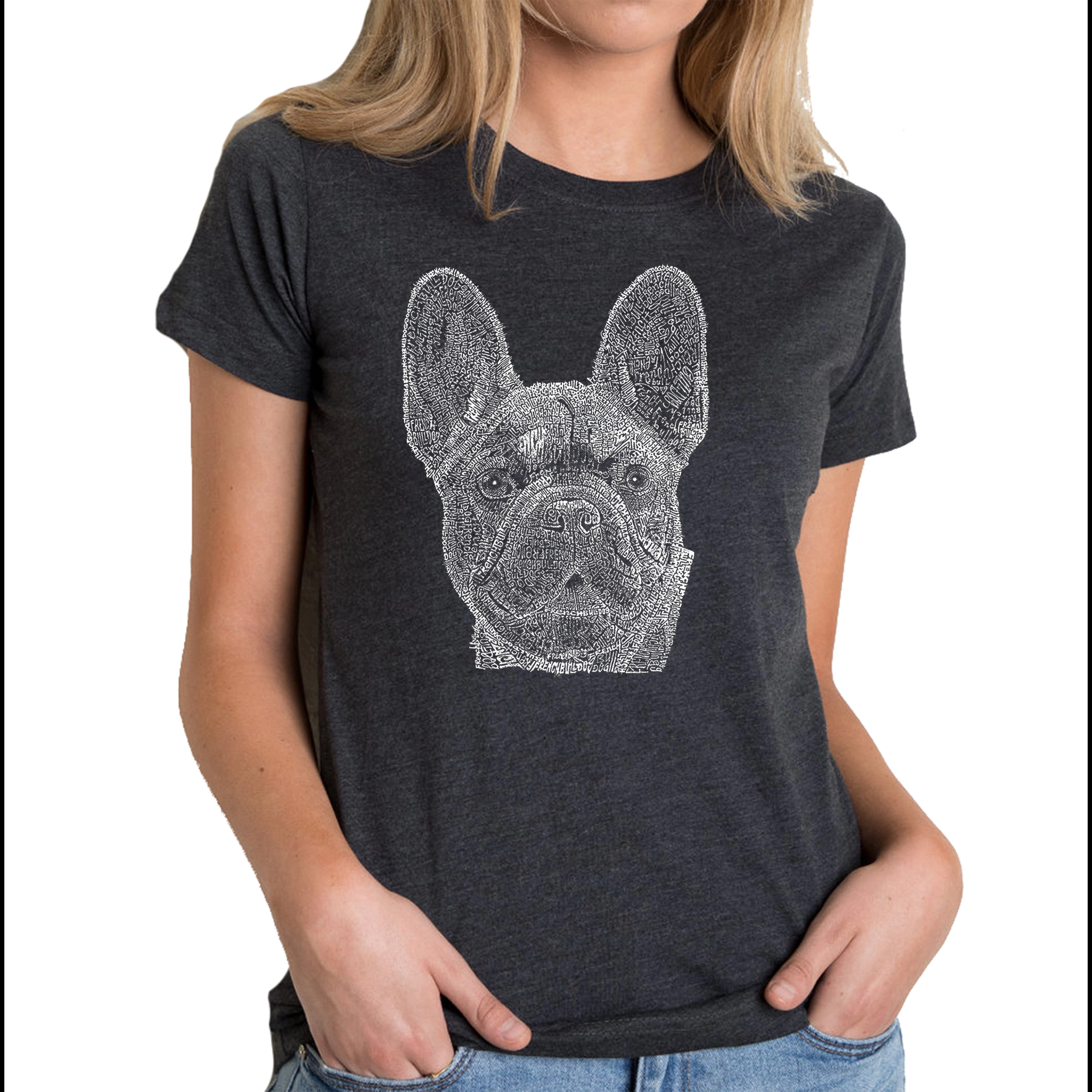LA Pop Art Women's Cotton/Poly Blend Word TShirt - French Bulldog