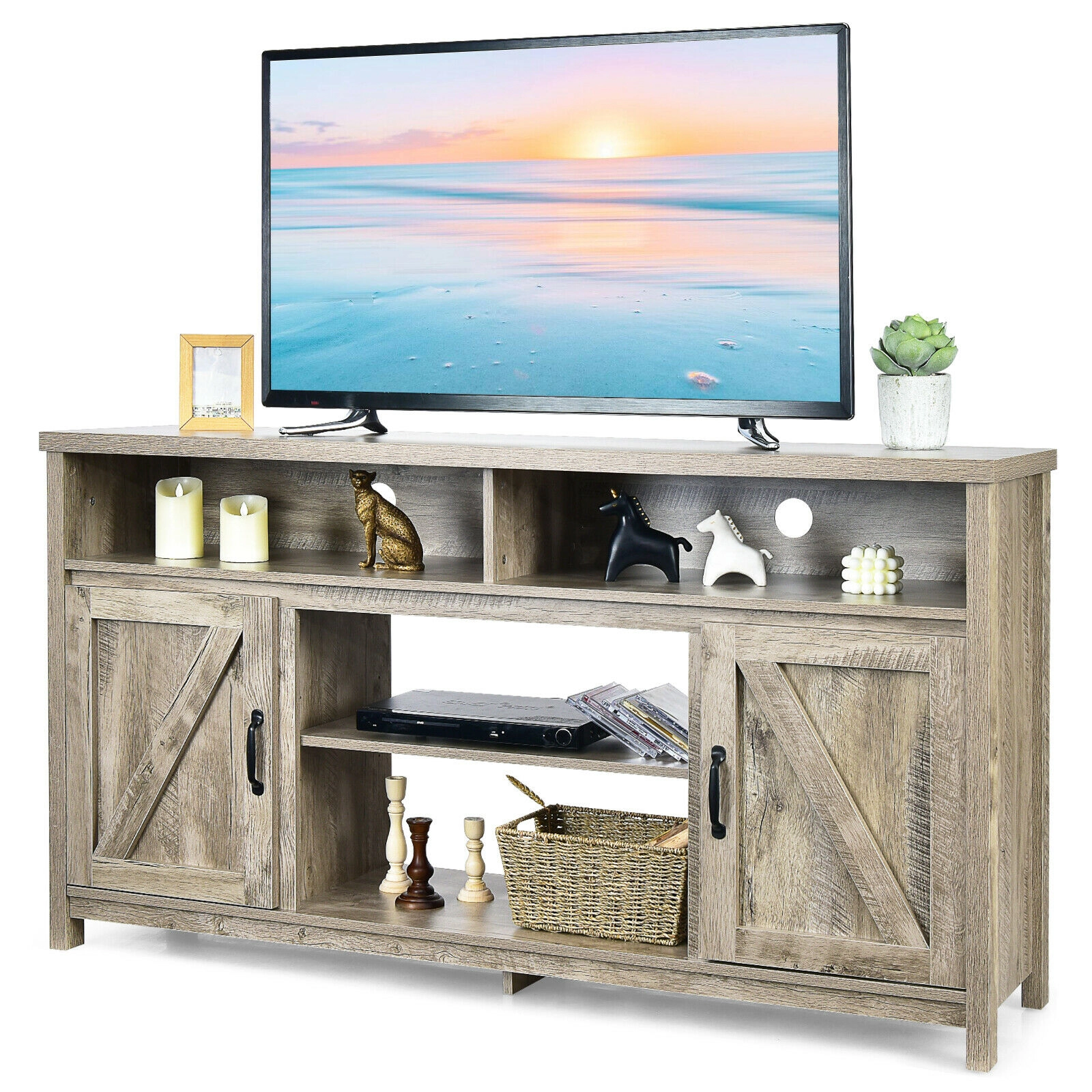 Glintex 59-Inch Barn Door TV Stand for TVs up to 65 Inches
