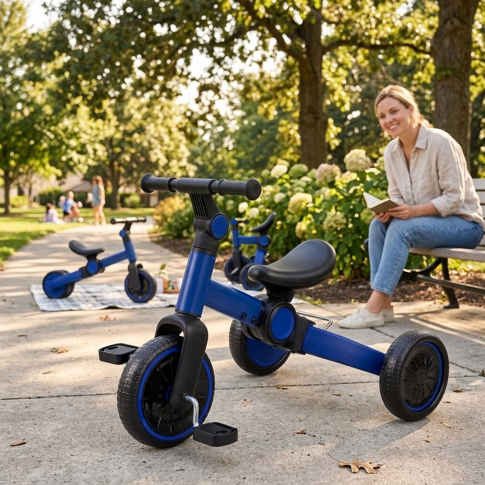 Toddler Bike 5-in-1 Convertible Trike to Balance Detachable Pedals Anti-Slip Grips 8.5-lb Folding Frame Ages 2-4 Blue