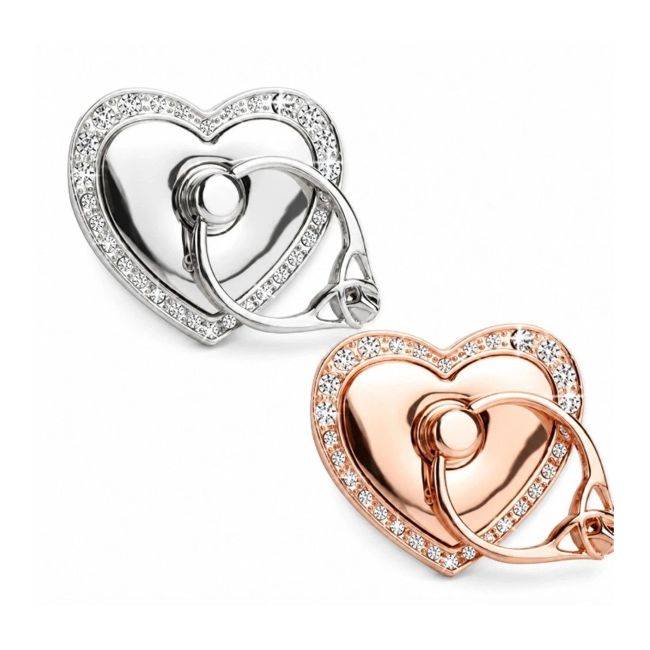 Home Collection Pack of 2 Heart Ring Phone Holder 360° Rotating Finger Grip Stand