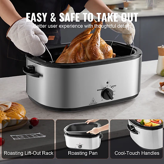 HONGGE Roaster Oven, Turkey Roaster Oven with Self-Basting Lid