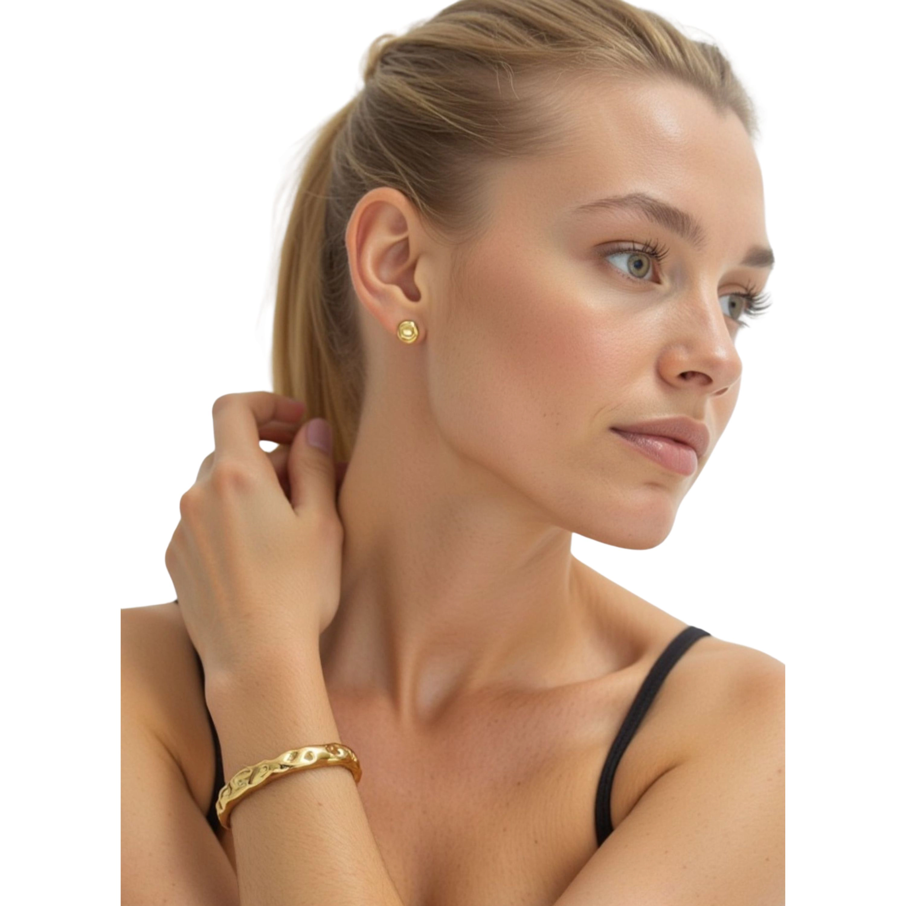 Waterproof Textured Gold Cuff Bracelet