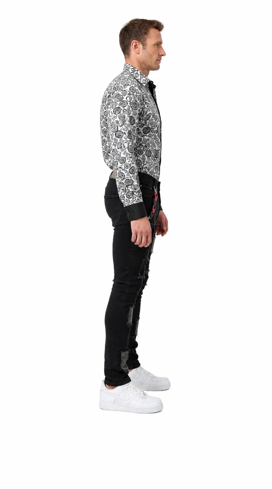 Elie Balleh Men's Patchwork Distressed Jeans