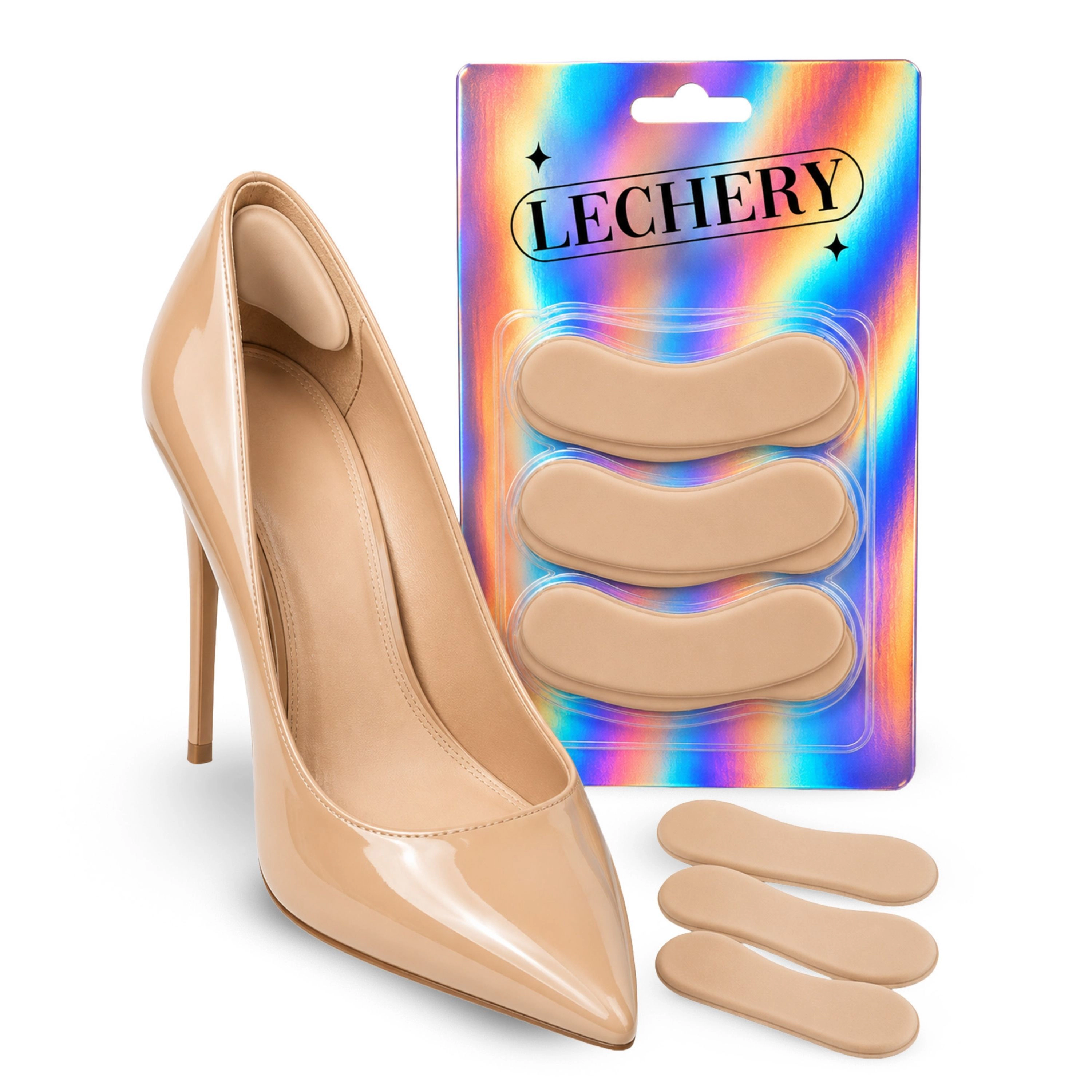 LECHERY Women's 3-Pack Heel Liners – Anti-Slip Grips for Shoes