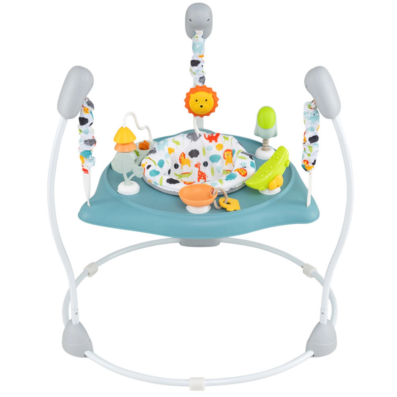 SUGIFT Baby Blue Jump and Play Activity Center with Rotating Seat and Music Box 32-in Dia 26.5-lb Jumper Capacity