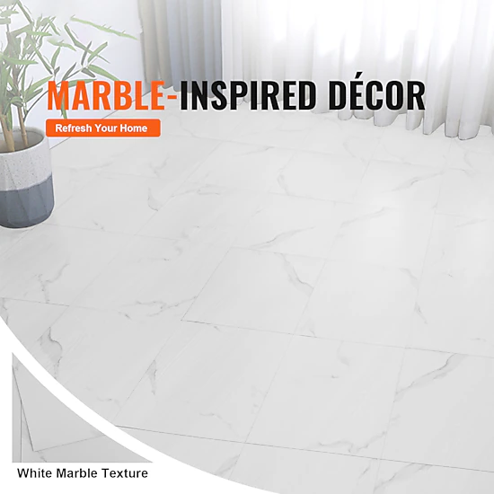 HONGGE Self Adhesive Vinyl Floor Tiles Peel & Stick Wood Grain DIY Flooring for Kitchen Dining Room Bedrooms &