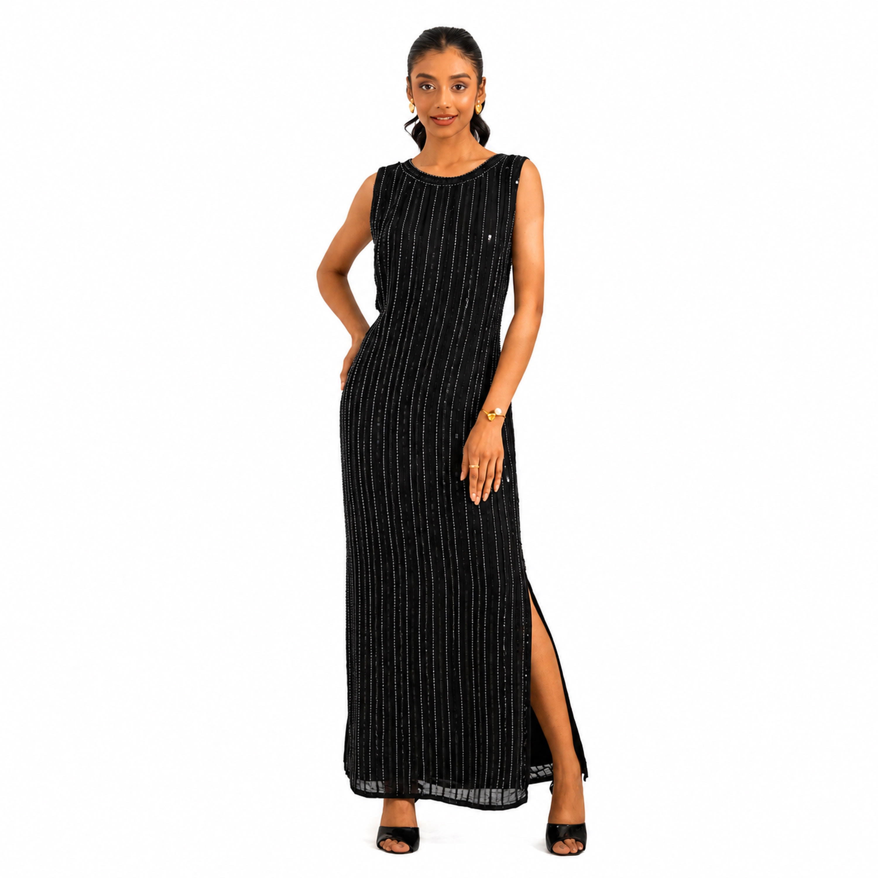 Rose & Nancy Women's Aurora Navy Blue Sequin Midi