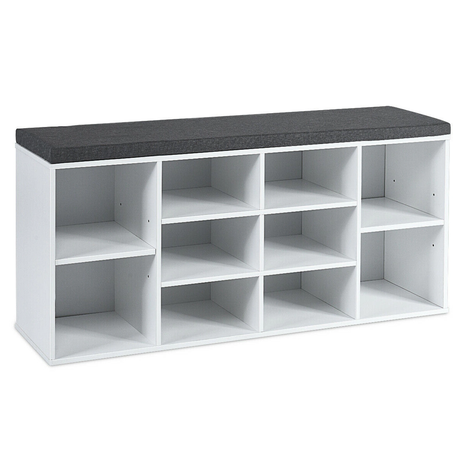 SUGIFT 10-Cube Organizer Shoe Storage Bench Cushion 41-in Wide 440-lb Capacity Chipboard Frame Removable Cushion Cover