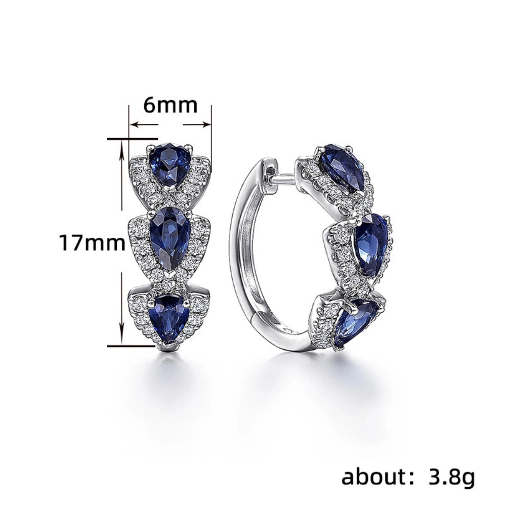 Pear Cut Multi Color Cubic Zirconia Huggie Hoop Earring