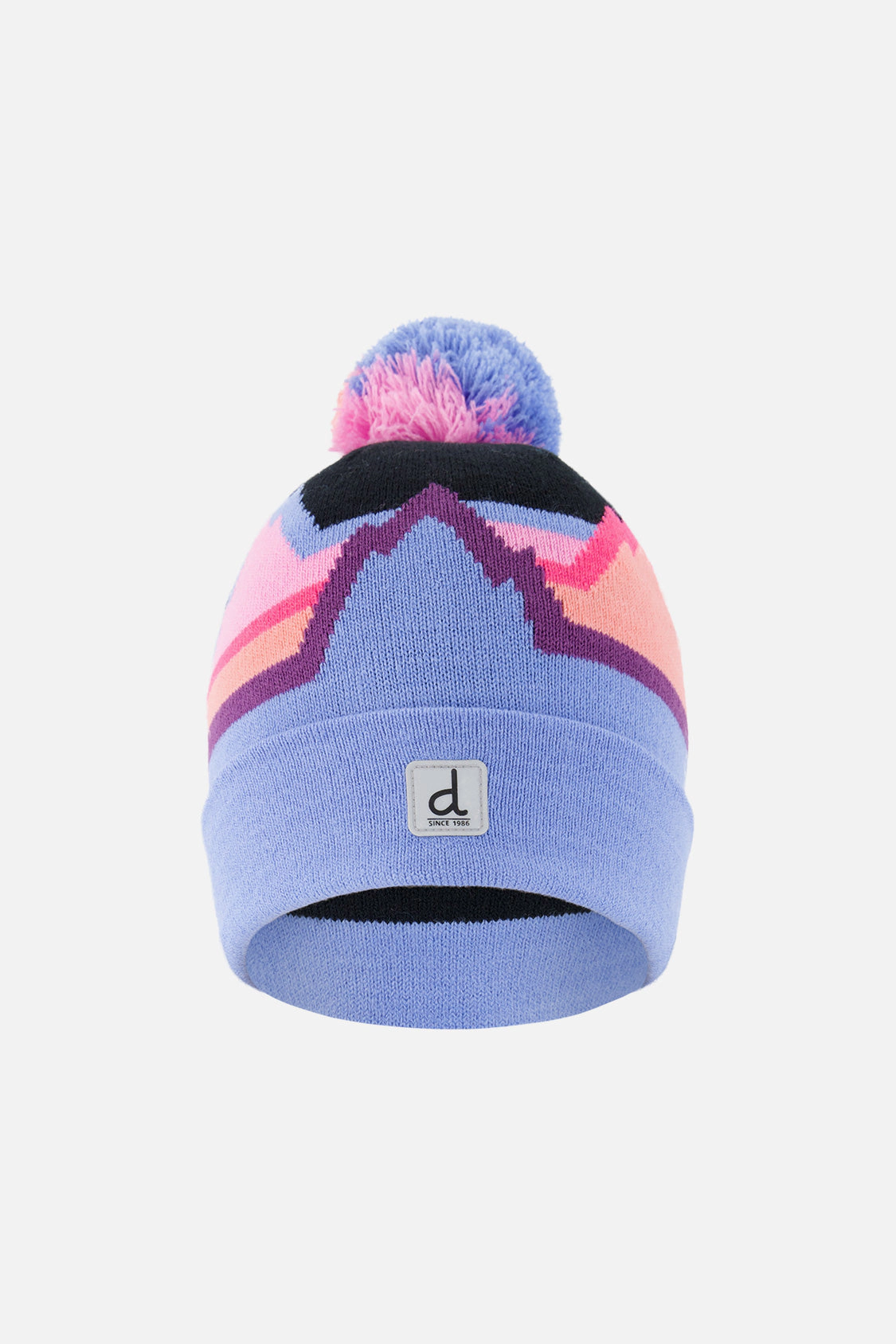 Deux par Deux Girls Winter Knit Hat with Pompom and Printed Mountains
