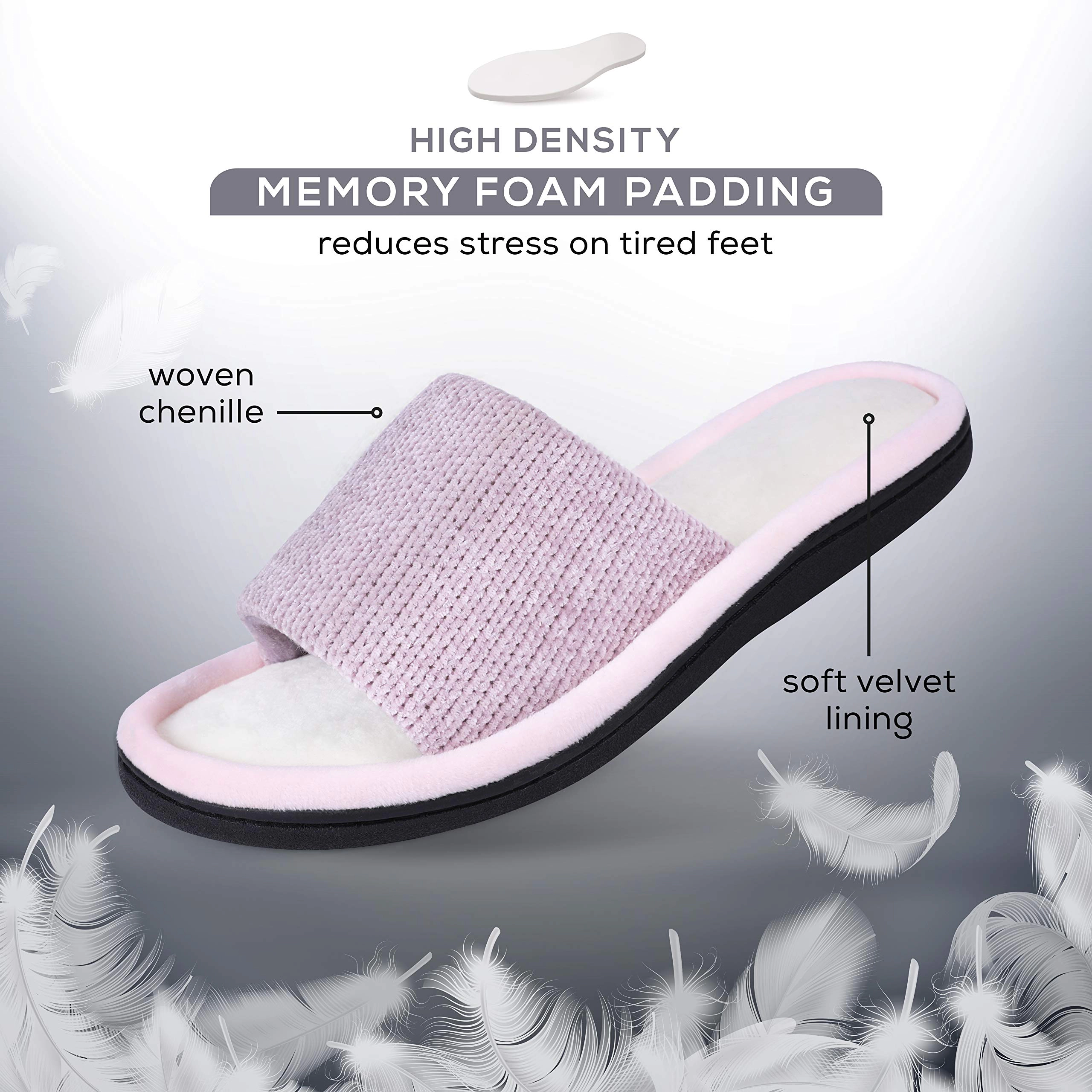Roxoni Women's Soft Open-Toe Memory Foam Slide Slippers