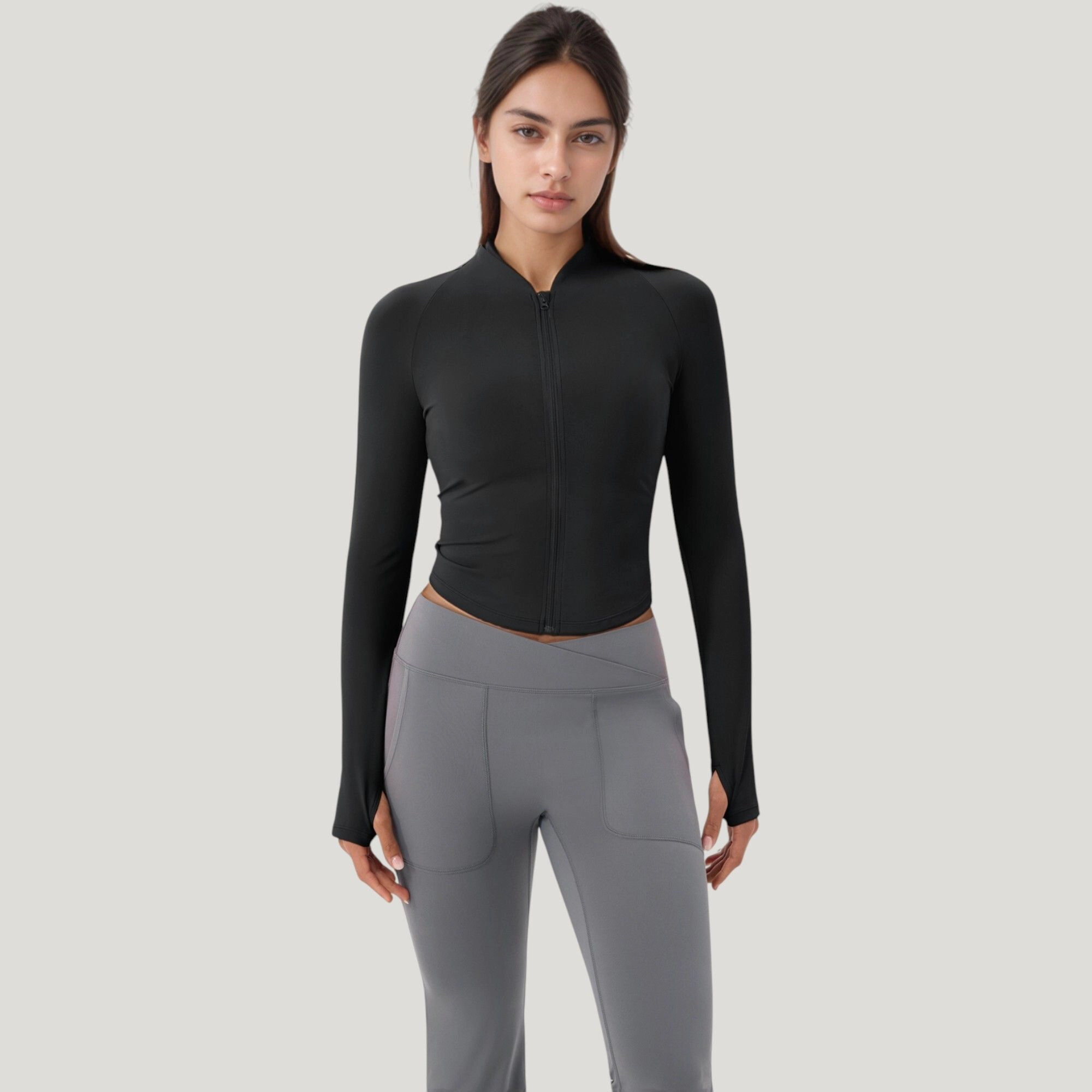 Anna-Kaci Women's Long Sleeve Zip Front Activewear Jacket with Streamlined Fit and Lightweight Performance Fabric