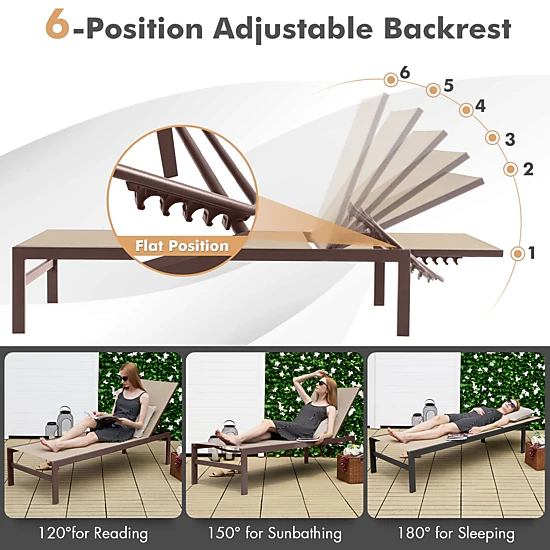 SlickBlue 6-Position Adjustable Outdoor Aluminum Reclining Chair
