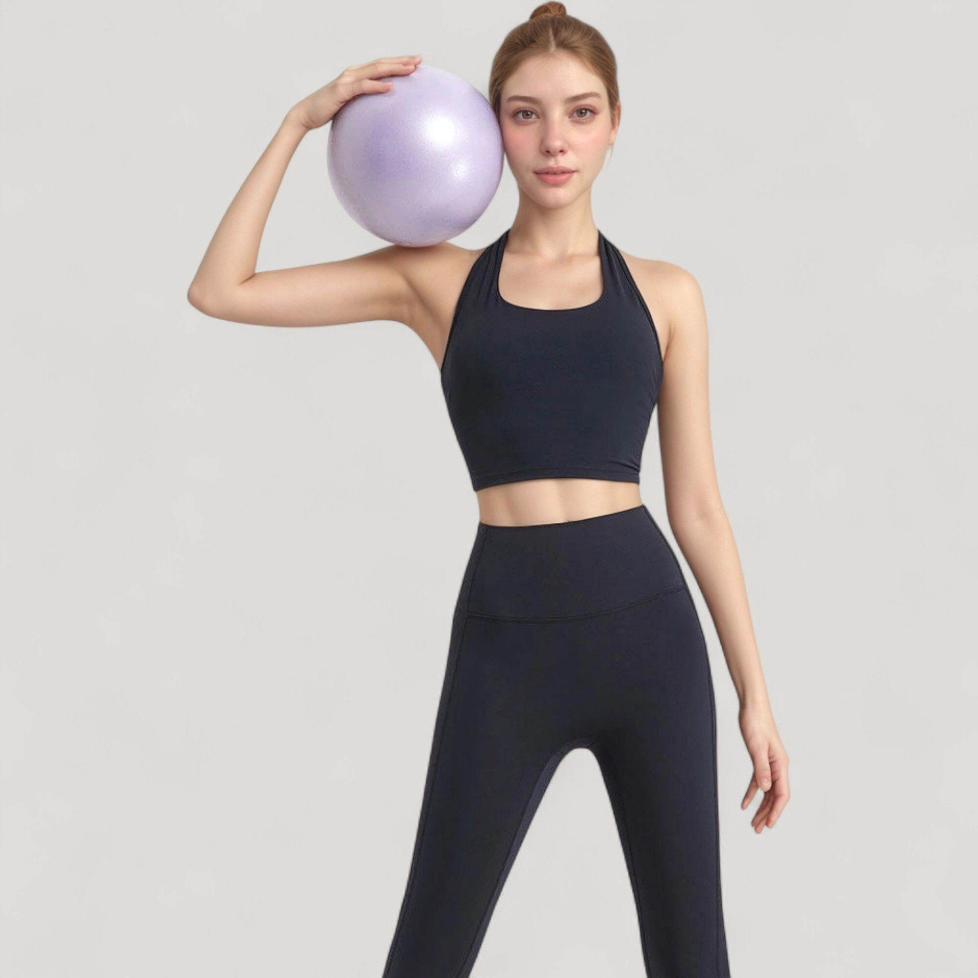 Anna-Kaci Women's Halter Neck Athletic Crop Top with Cross Back Detail and Stretch Fabric