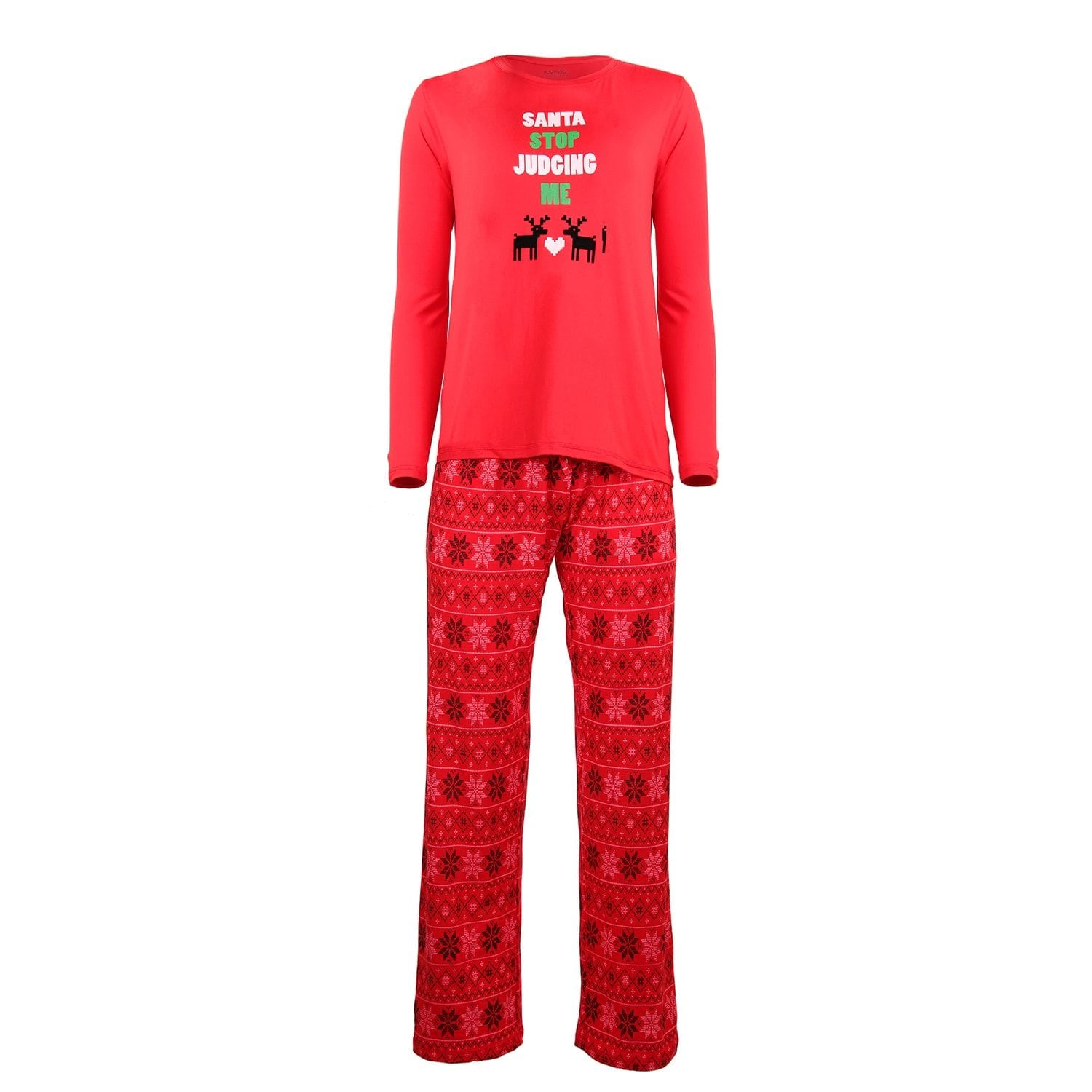 MeMoi Women's Santa Don't Judge Me Snowflake Love Two-Piece Pajama Set