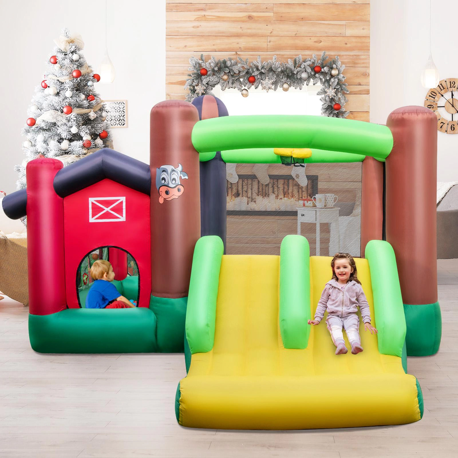 SUGIFT Dual Slides Ball Pit and 680W Blower 6-in-1 Kids Castle Bouncer