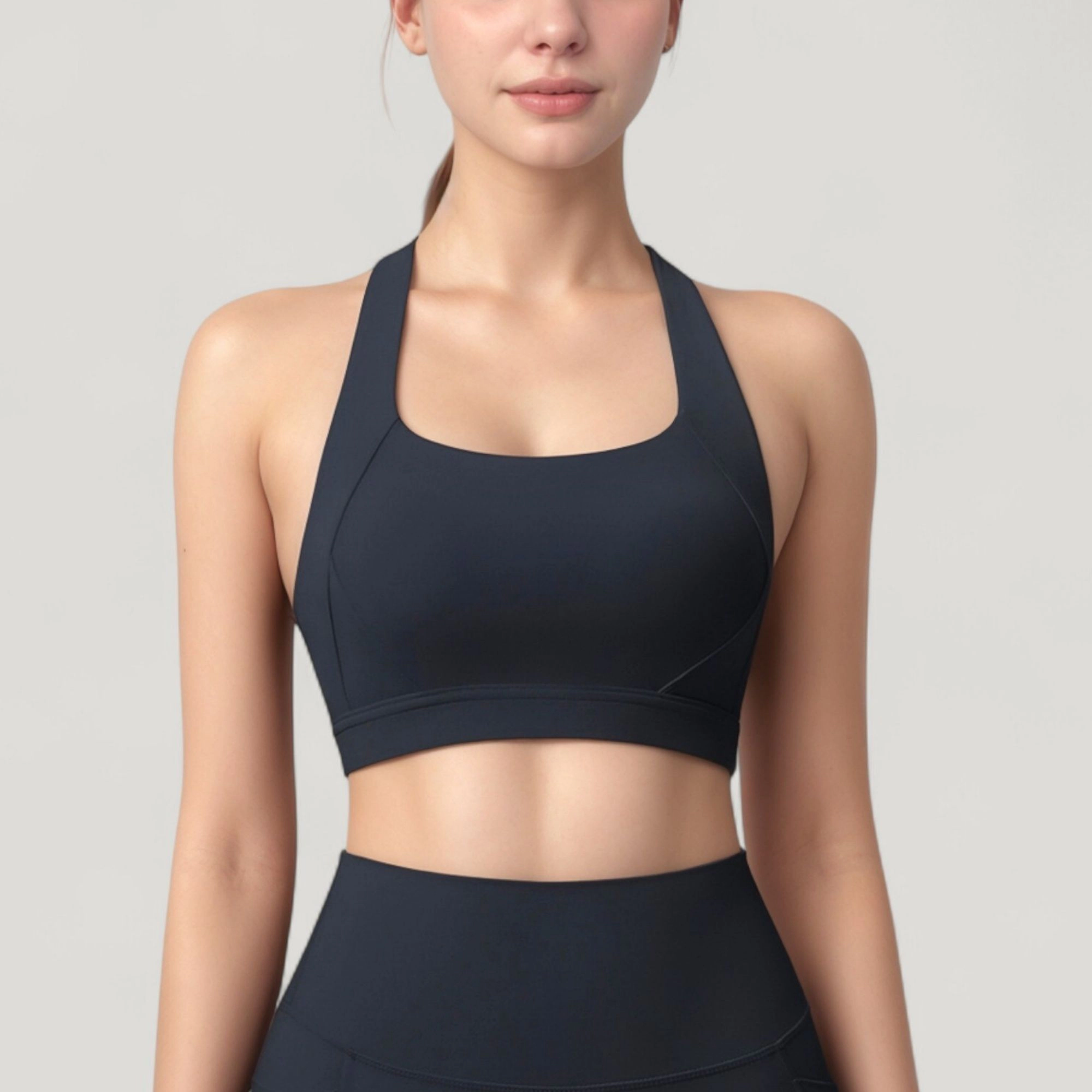 Anna-Kaci Women's Scoop Neck Seamless Athletic Crop Top with Wide Shoulder Straps