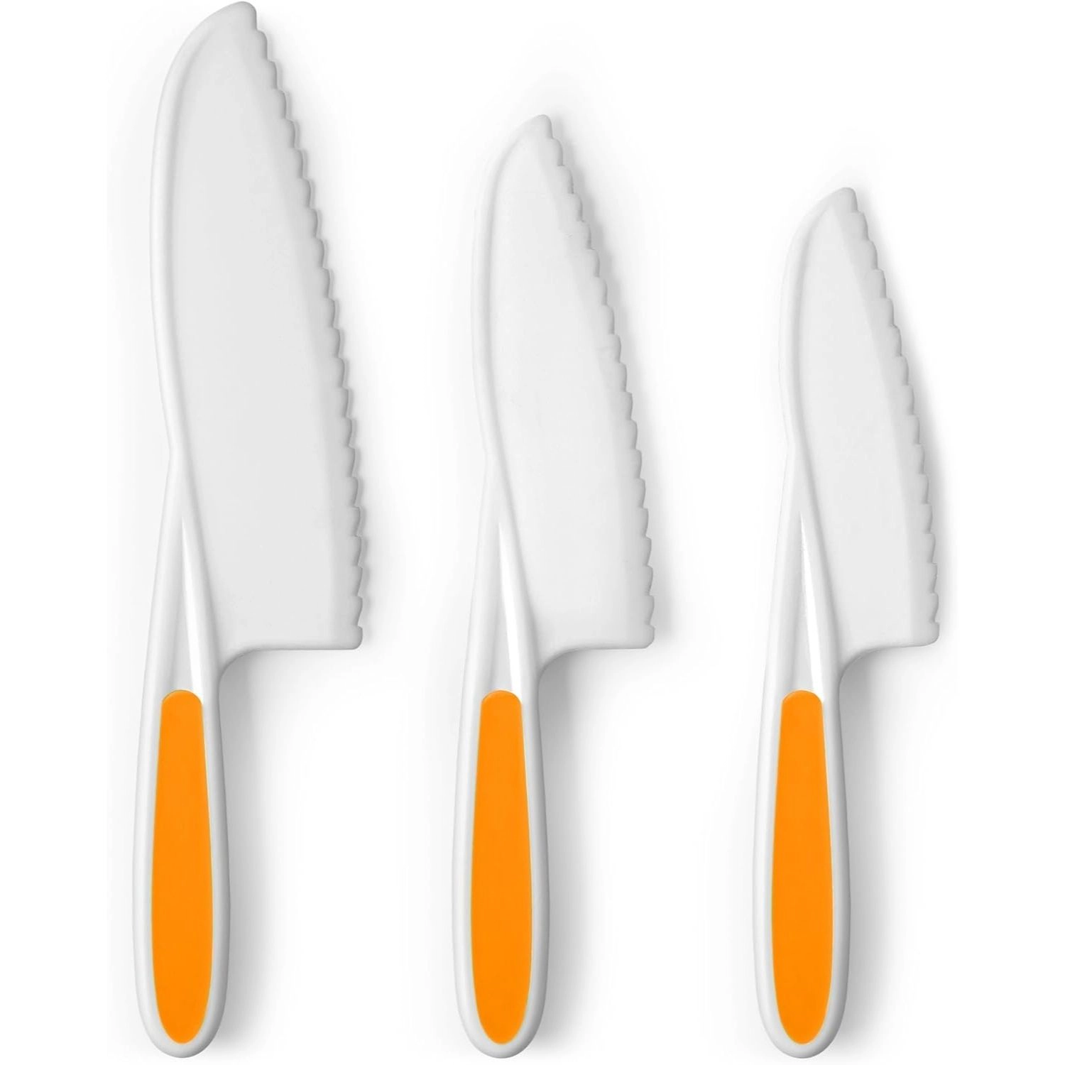 Zulay Kitchen 3-Piece Kids Knife Set For Real Cooking & Baking - Toddler Cutting Fruits, Veggies, Cake