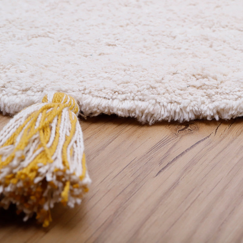 Nattiot Washable Cotton Kid'S Bedroom Rug With Pom-Poms Rainbow