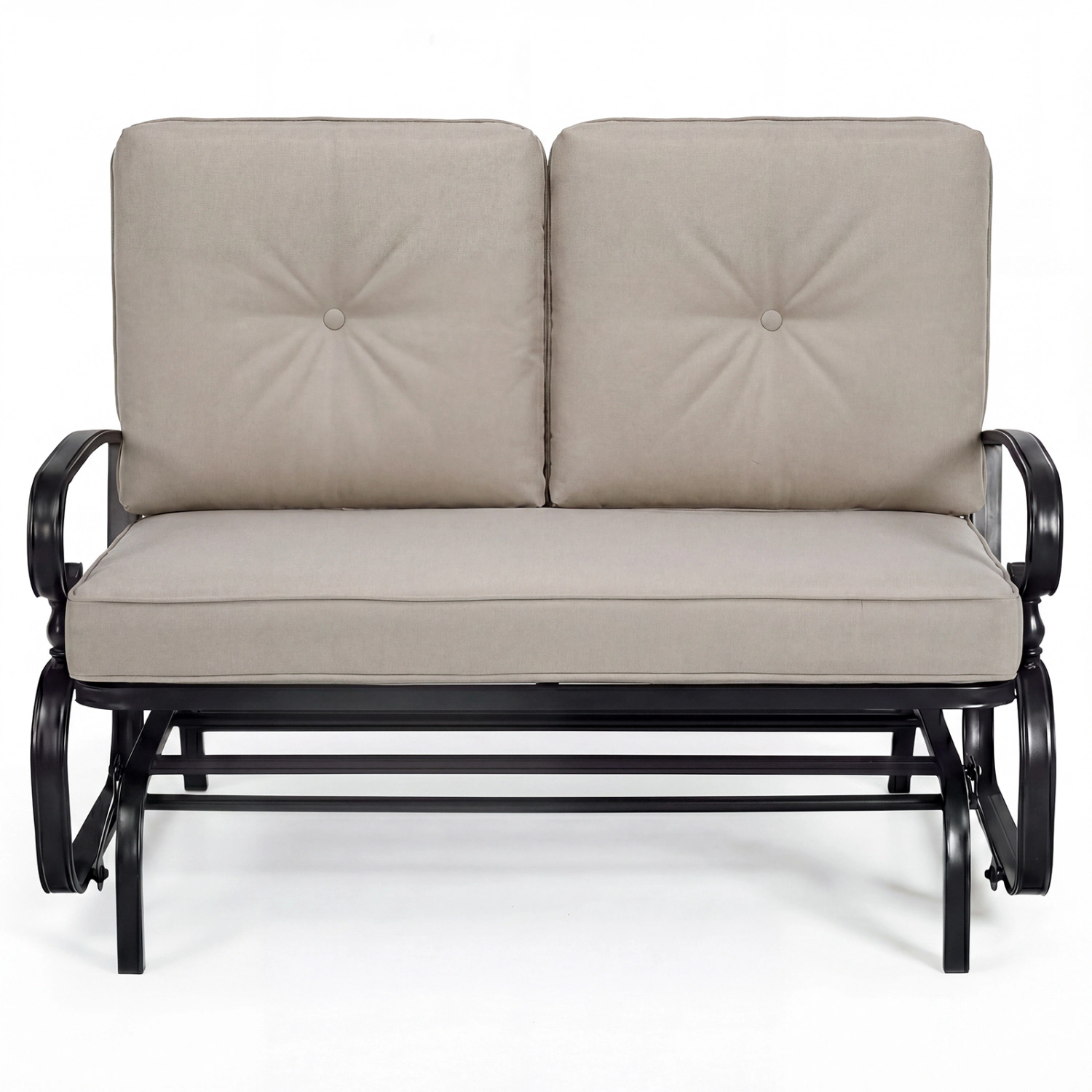LJG 2 Seats Outdoor Swing Glider Chair with Comfortable Cushions
