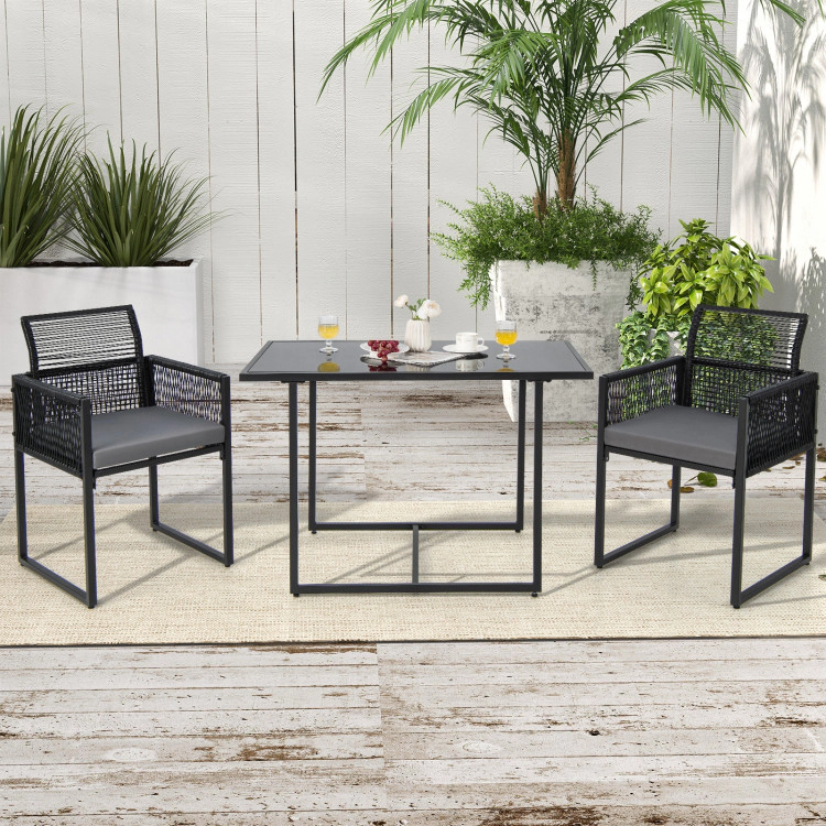 Hivvago 3 Pieces Outdoor Dining Set With Folding Backrest And Seat Cushion