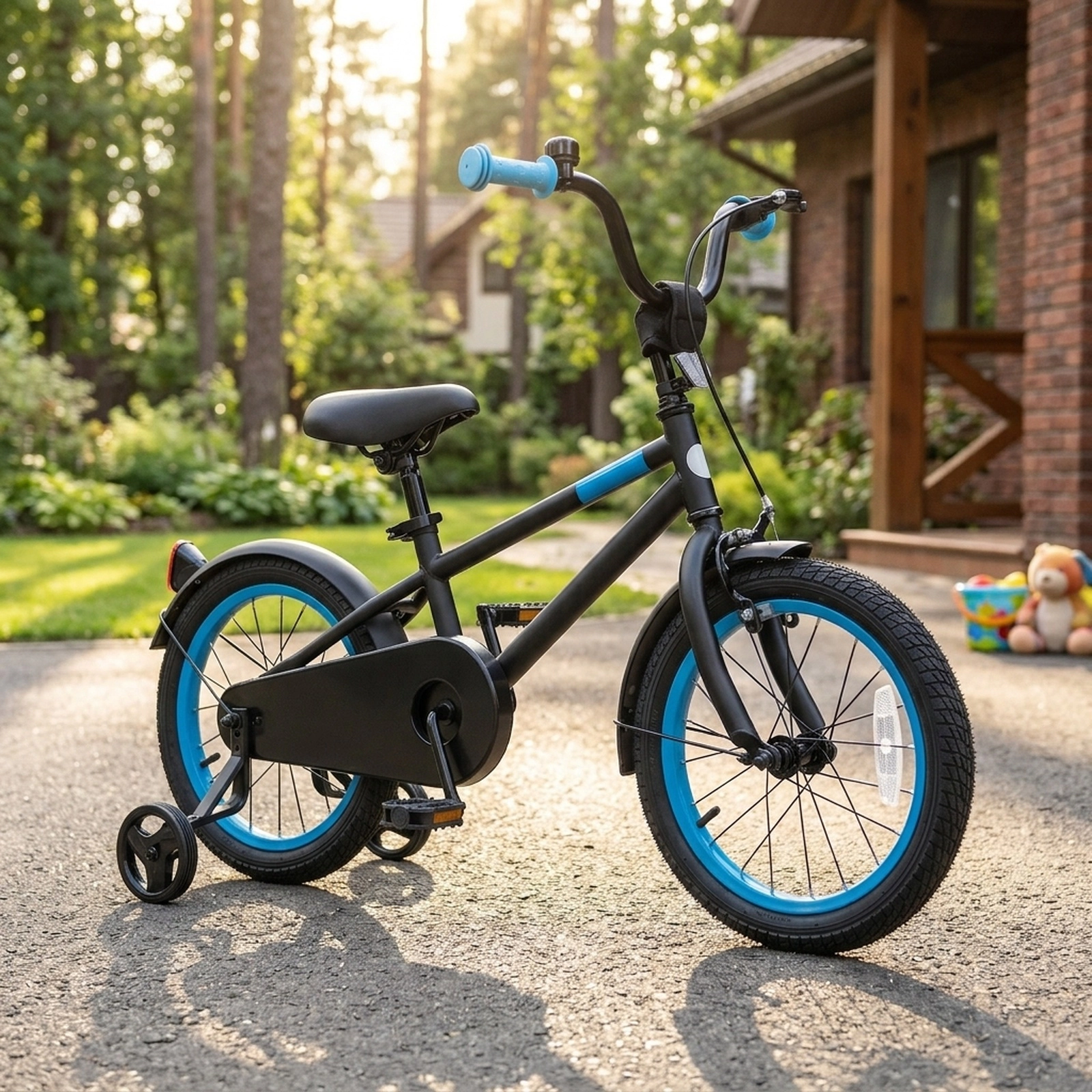 16-in Boys Bike 145-lb Seat Capacity Heavy-Duty High Carbon Steel Frame Removable Training Wheels Dual Brakes Ages 4-7