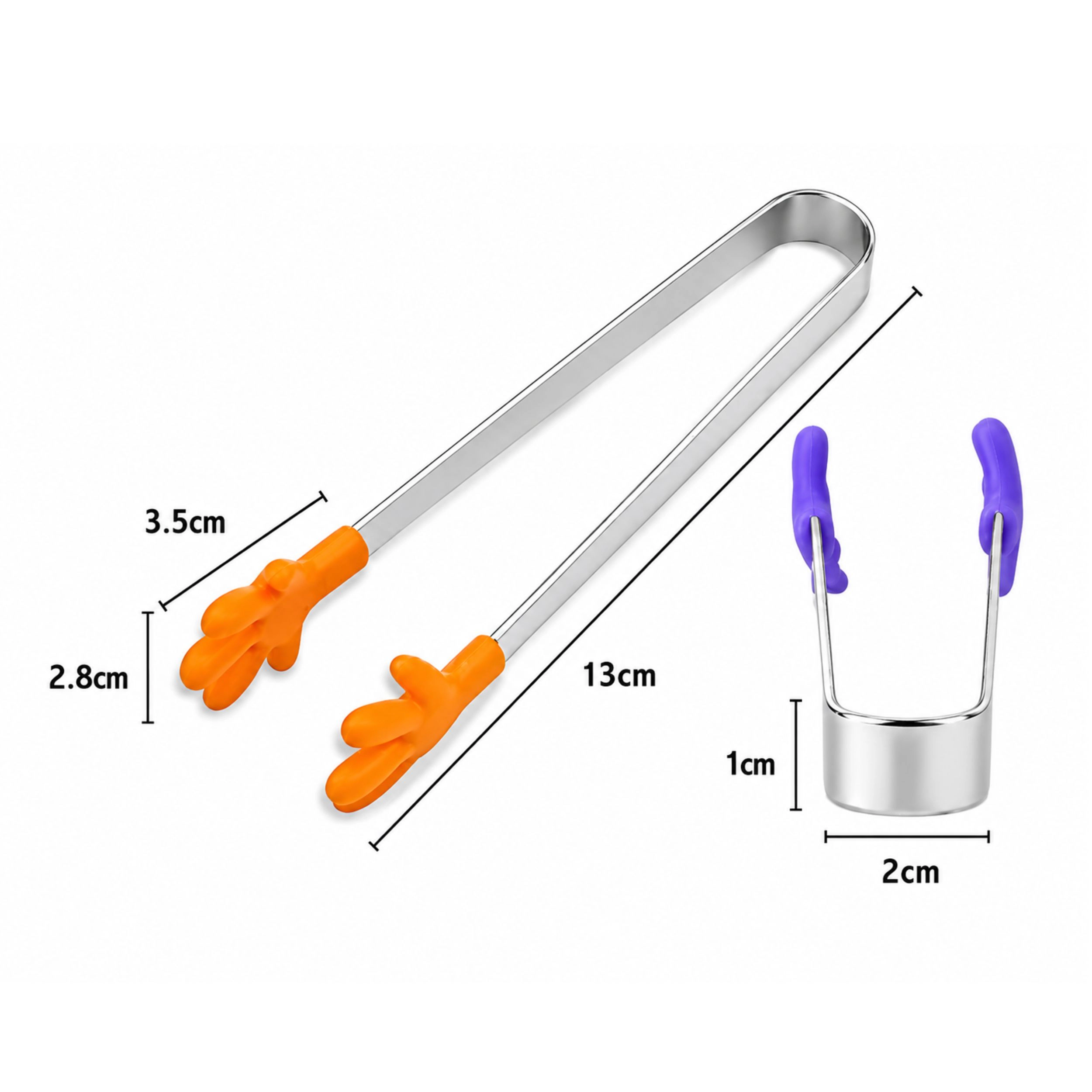 Home Collection Pack o 4, 5-Inch Silicone Mini Tongs Small Serving Sugar Cube Tongs